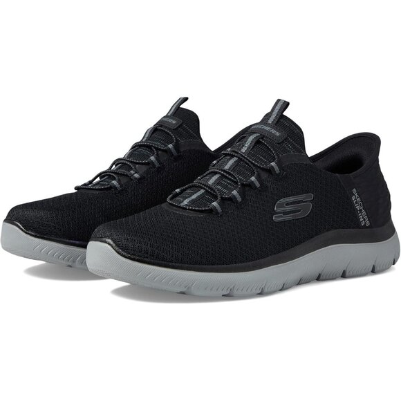 🆕 Men Black Hands Free Slip-ins Summits  Heel Pillow Vegan High Range Sneaker - Picture 2 of 7